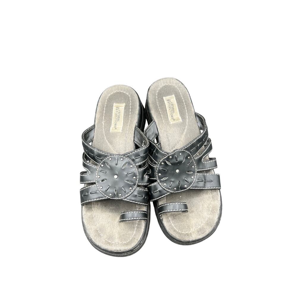🖤 Natural Reflections Black Thong Slide Sandals Women’s 9 Comfort Casual Summer - Picture 4 of 8